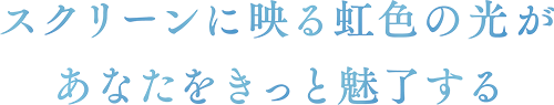 スクリーンに映る虹色の光があなたをきっと魅了する